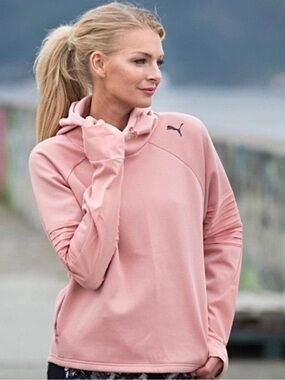 Puma Evostripe Pink Hooded Crewneck Sweatshirt Medium